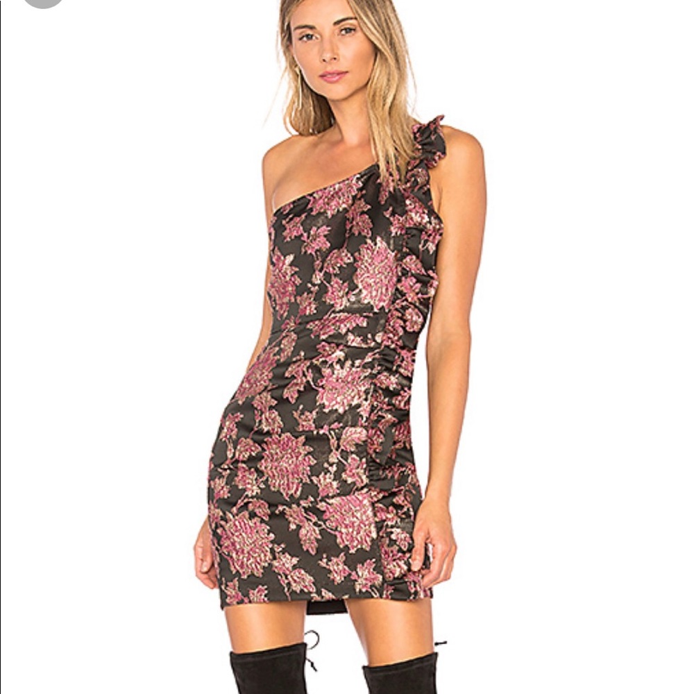 For love and lemons Luella dress baroque pattern black pink xs